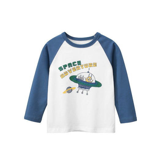 Baby Boy Cute Cartoon Graphic Color Matching Design Shirt