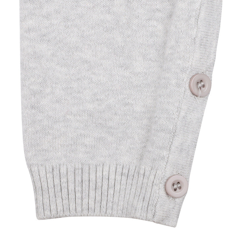 Baby Girl Solid Color Ruffle Collar Long Sleeves Knit Simple Jumpsuit, MyKids-USA®, Baby One-Pieces, MyKids-USA - - - - - - -