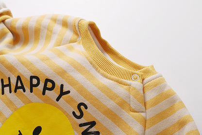 Baby 1pcs Striped & Dot Pattern Long Sleeved Romper Jumpsuit My Kids-USA