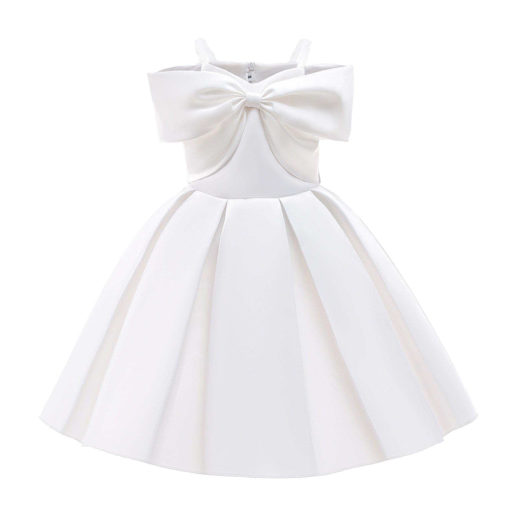 Baby Girl Solid Color Sling Princess Fashion Dress Childrens Formal Dress 140 (8-10Y) / White Baby Girl Solid Color Sling Princess Fashion Dress Childrens Formal Dress 140 (8-10Y) / White