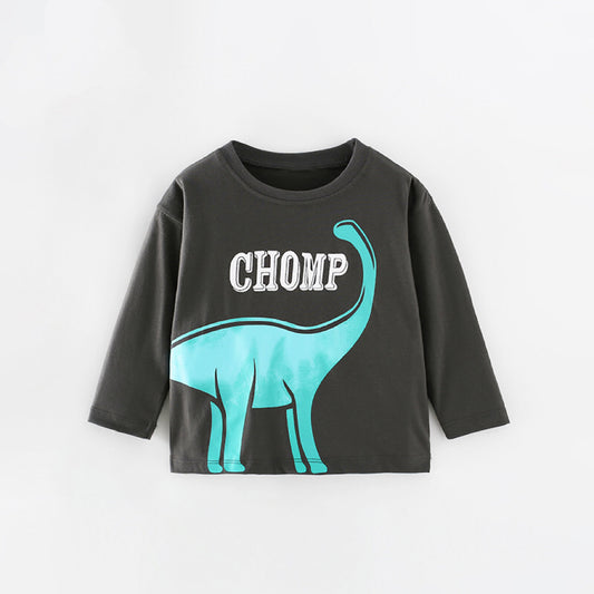 Baby Cute Dinosaur Graphic Long Sleeve O-Neck Autumn New Style Shirt