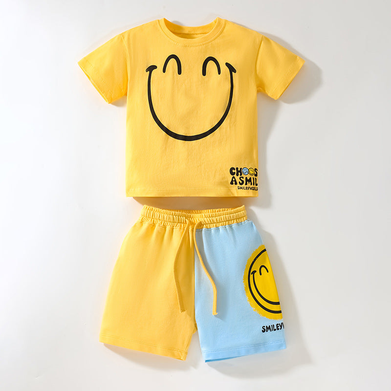 Baby Boy Smile Print Pattern Color Matching Design Clothing Sets, MyKids-USA®, Baby & Toddler Outfits, MyKids-USA - - - - - - - .