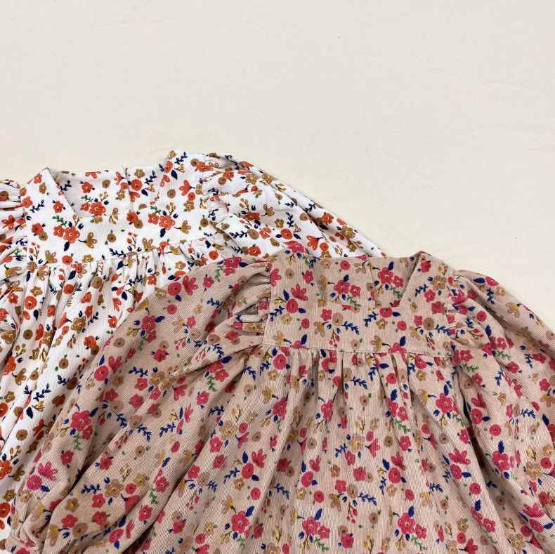 Baby Girls Floral Pattern Puff Sleeved Design Square-Neck Tops, MyKids-USA®, Baby & Toddler Tops, MyKids-USA - - - - - - -