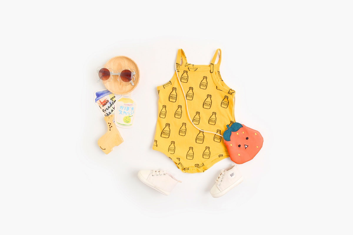 Baby Boy And Girl Cartoon Print Pattern Sleeveless Onesies In Summer, MyKids-USA®, Baby One-Pieces, MyKids-USA - - - - - - -