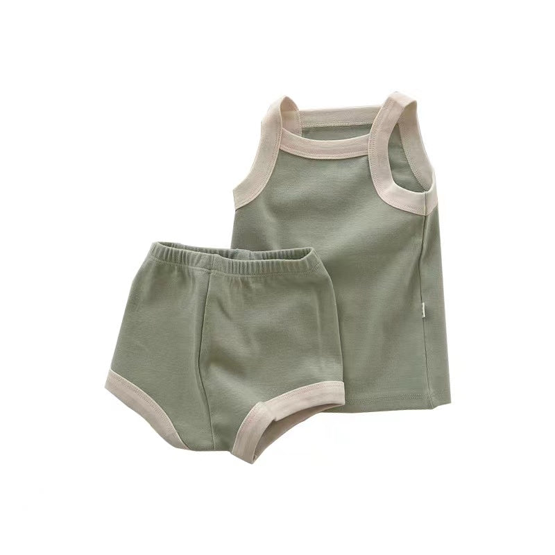 Baby Girl Solid Color Thin Style Pure Cotton Vest Combo Shorts Sets Home Clothes, MyKids-USA®, Baby & Toddler Outfits, MyKids-USA - - - - - - - .