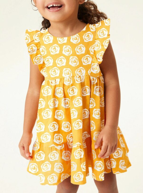 Summer Baby Girls Sleeveless White Rose Pattern Dress, MyKids-USA®, Baby & Toddler Dresses, MyKids-USA - Size/Age - 90 (12-24M) - Color - Orange -  -  - TR2403062357-A.