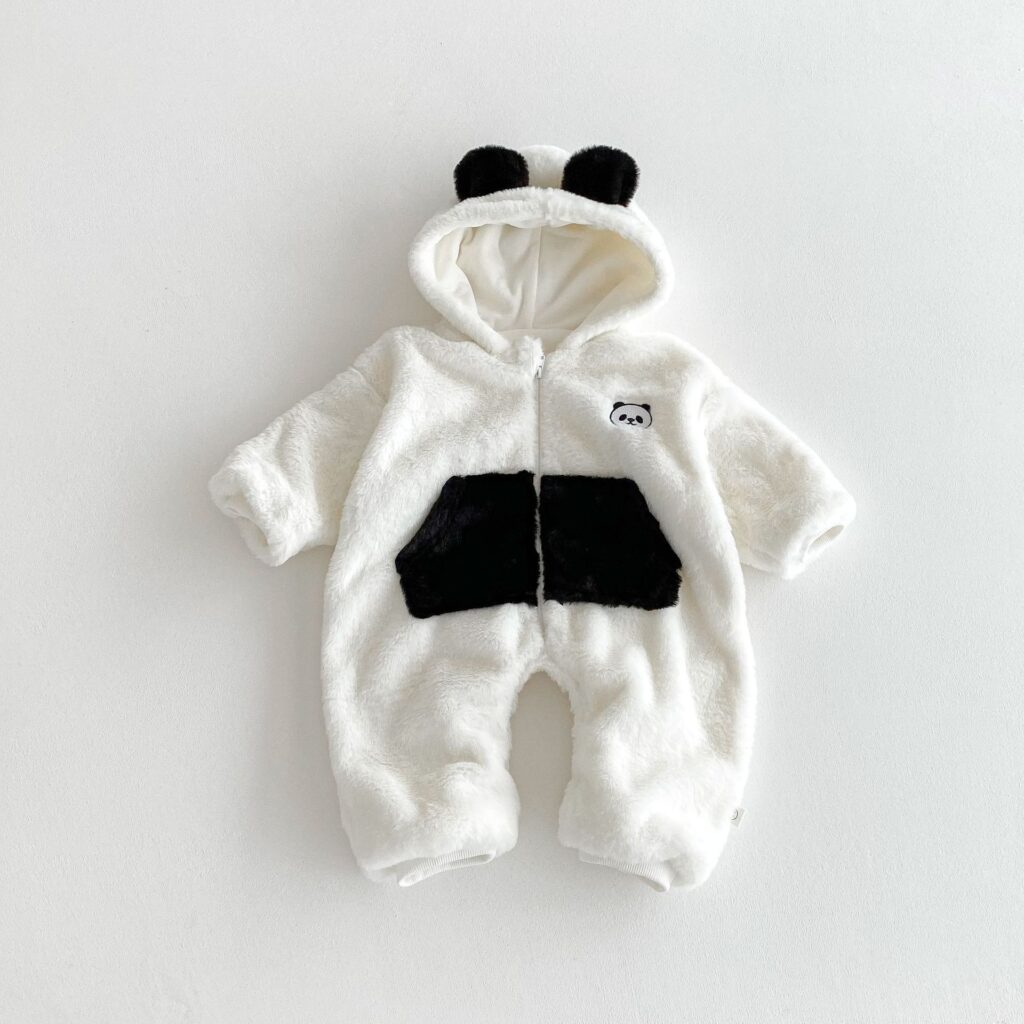 Winter and Autumn Arrival Baby Unisex Long Sleeves Panda Pattern Zip-up Hooded Warm Fleece Rompers, MyKids-USA®, Baby One-Pieces, MyKids-USA - Size/Age - 66 (3-6M) - Color - Beige -  -  - TR2510152302-A