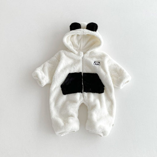Winter and Autumn Arrival Baby Unisex Long Sleeves Panda Pattern Zip-up Hooded Warm Fleece Rompers, MyKids-USA®, Baby One-Pieces, MyKids-USA - Size/Age - 66 (3-6M) - Color - Beige -  -  - TR2510152302-A