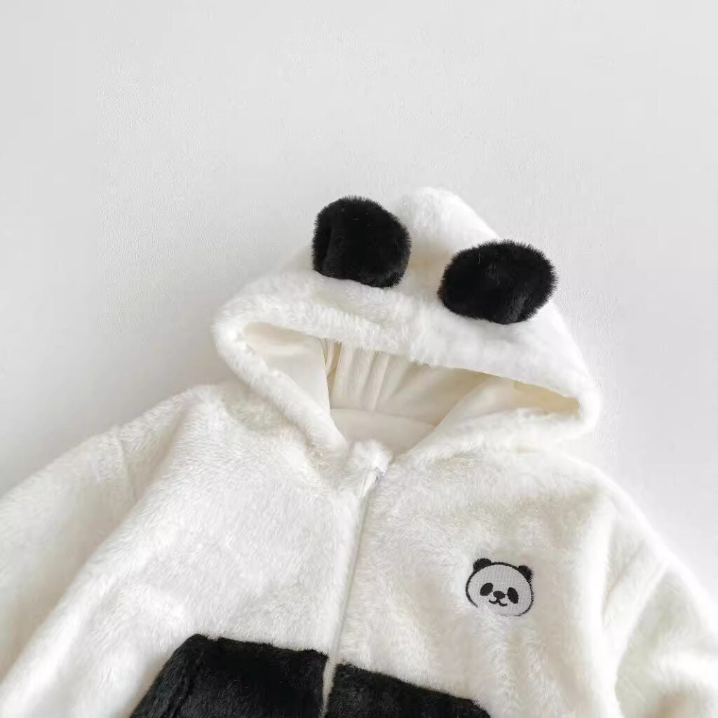 Winter and Autumn Arrival Baby Unisex Long Sleeves Panda Pattern Zip-up Hooded Warm Fleece Rompers, MyKids-USA®, Baby One-Pieces, MyKids-USA -  -  -  -  -  -  - 