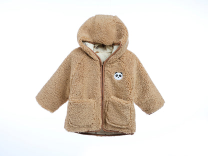 MyKids-USA Unisex Plush Hoodie Coat Outfit Wearing, MyKids-USA®, Baby & Toddler Outerwear, MyKids-USA - Size/Age - 73 (6-9M) - Color - Brown -  -  - SH2311161011-B