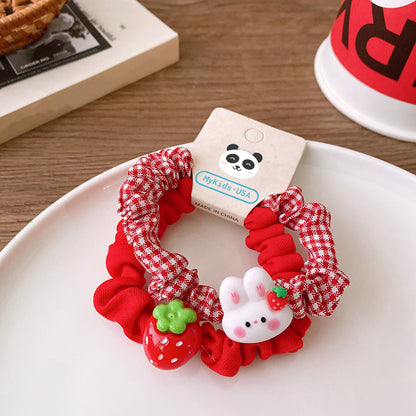 Versatile Red Cute Strawberry Little Bunny Fabric Hair Rope Hair Tie, MyKids-USA®, Hair Pins, Claws & Clips, MyKids-USA - Size/Age - Average Size (0-12Y) - Color - Light Pink -  -  - TR2411201350-C