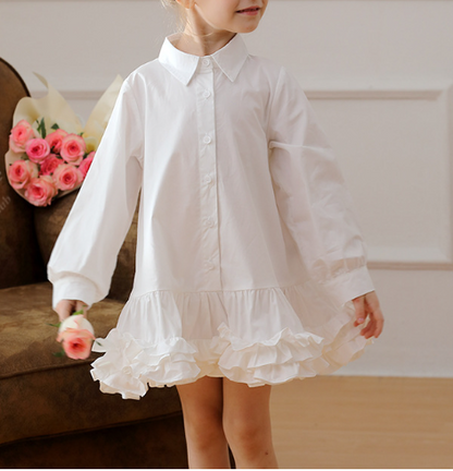 Spring and Autumn Solid Color Single Breasted Long-sleeved Dress for Stylish Girls, MyKids-USA®, Baby & Toddler Dresses, MyKids-USA -  -  -  -  -  -  - .