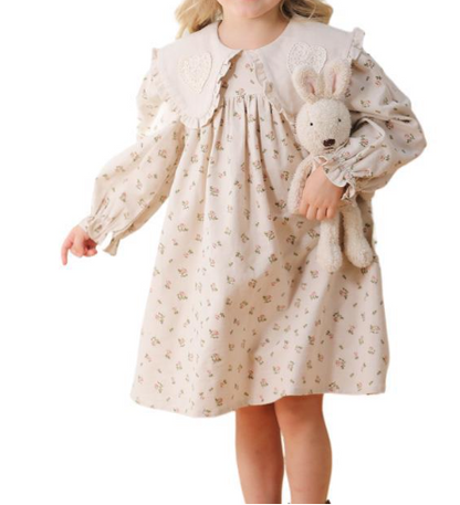 Arrival Autumn Girls Heart Embroidery Pattern Collar Long Sleeves Floral Dress, MyKids-USA®, Baby & Toddler Dresses, MyKids-USA -  -  -  -  -  -  - .