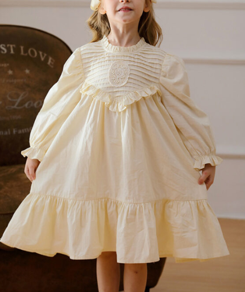 Hot Selling French Style Autumn Girls Flowers Embroidery Pattern Long Sleeves Pleated Dress, MyKids-USA®, Baby & Toddler Dresses, MyKids-USA -  -  -  -  -  -  - .