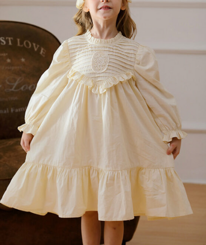 Hot Selling French Style Autumn Girls Flowers Embroidery Pattern Long Sleeves Pleated Dress, MyKids-USA®, Baby & Toddler Dresses, MyKids-USA -  -  -  -  -  -  - .