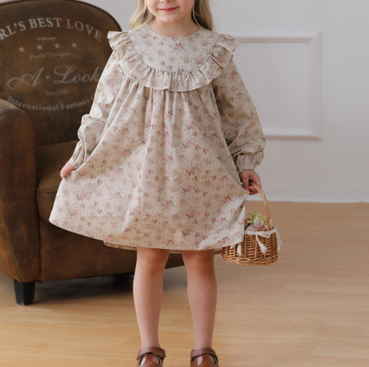 Arrival Autumn Girls Cute Flowers Print Crew Neck Long Sleeves Stylish Dress, MyKids-USA®, Baby & Toddler Dresses, MyKids-USA -  -  -  -  -  -  - .