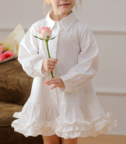 Spring and Autumn Solid Color Single Breasted Long-sleeved Dress for Stylish Girls, MyKids-USA®, Baby & Toddler Dresses, MyKids-USA -  -  -  -  -  -  - .