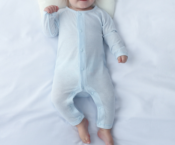 Summer Arrival Baby Long Sleeves Solid Color Thin Single Breasted Rompers Bodysuits, MyKids-USA®, Baby & Children's One-Pieces, MyKids-USA - Size/Age - 66 (3-6M) - Color - Blue -  -  - TR2605302202.