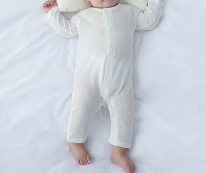 Summer Arrival Baby Long Sleeves Solid Color Thin Single Breasted Rompers Bodysuits, MyKids-USA®, Baby & Children's One-Pieces, MyKids-USA - Size/Age - 66 (3-6M) - Color - White -  -  - TR2605302200.