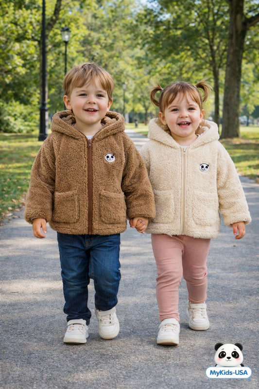 MyKids-USA Unisex Plush Hoodie Coat Outfit Wearing, MyKids-USA®, Baby & Toddler Outerwear, MyKids-USA -  -  -  -  -  -  - .