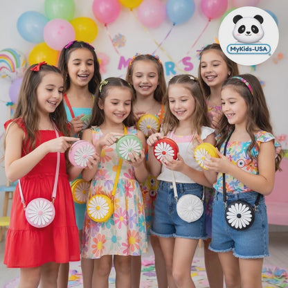 Girls Flesh Flower Patched Pattern Mini Crossbody Bag