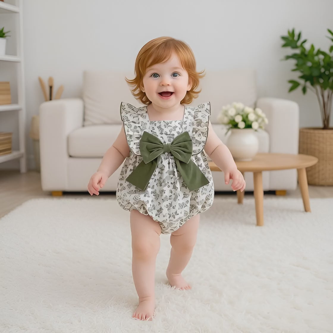 Summer Hot Selling Baby Girls Sleeveless Square Neck Floral Print