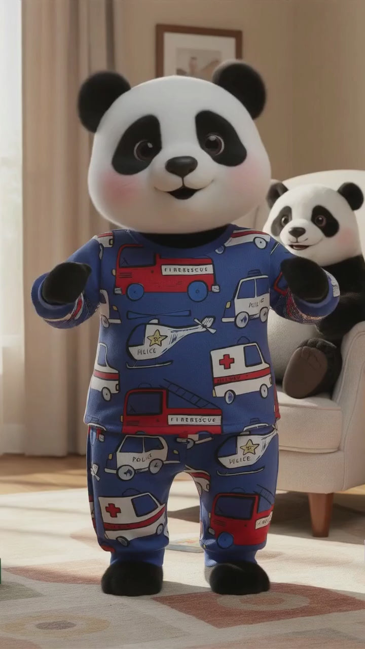 MyKids Panda Reel MyKids-USA® Emergency Rescue Kids Pajama Set – Long Sleeve Shirt and Pants