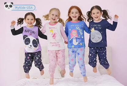 Conjunto de pijama informal de manga larga con estampado de dibujos animados del universo para bebés y niñas