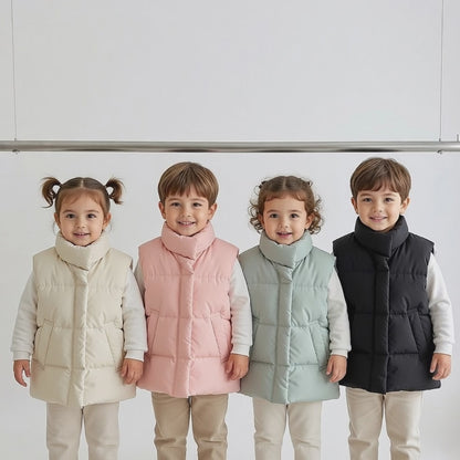 Baby Solid Color Quilted Thickened Vest Coat In Winter