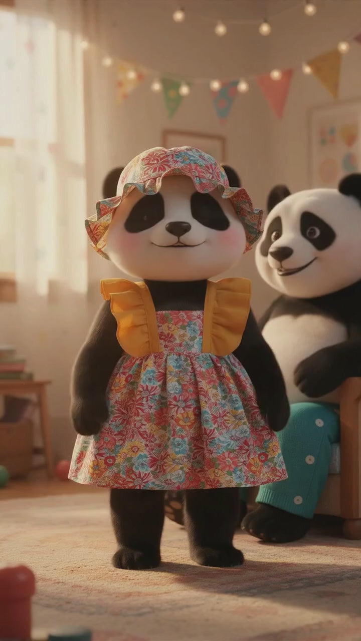MyKids Panda Reel MyKids-USA® Baby Girl Flower Pattern Butterfly Sleeve Design Cute Dress With Hat