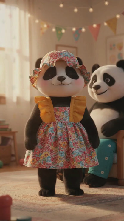 MyKids Panda Reel MyKids-USA® Baby Girl Flower Pattern Butterfly Sleeve Design Cute Dress With Hat