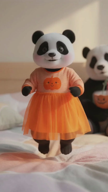 MyKids Panda Reel MyKids-USA® Striped Embroidered Tulle Dress: Halloween Edition For Girls