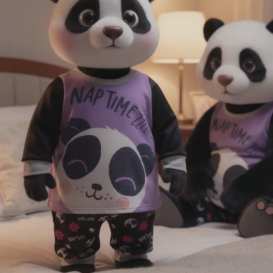 MyKids Panda Reel MyKids-USA Baby Kids Girls Panda Cartoon Pattern Casual Pajamas Set