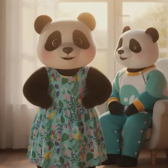 MyKids Panda Reel MyKids-USA® Leaves and Animals Pattern Sleeveless Dress for Stylish Girls