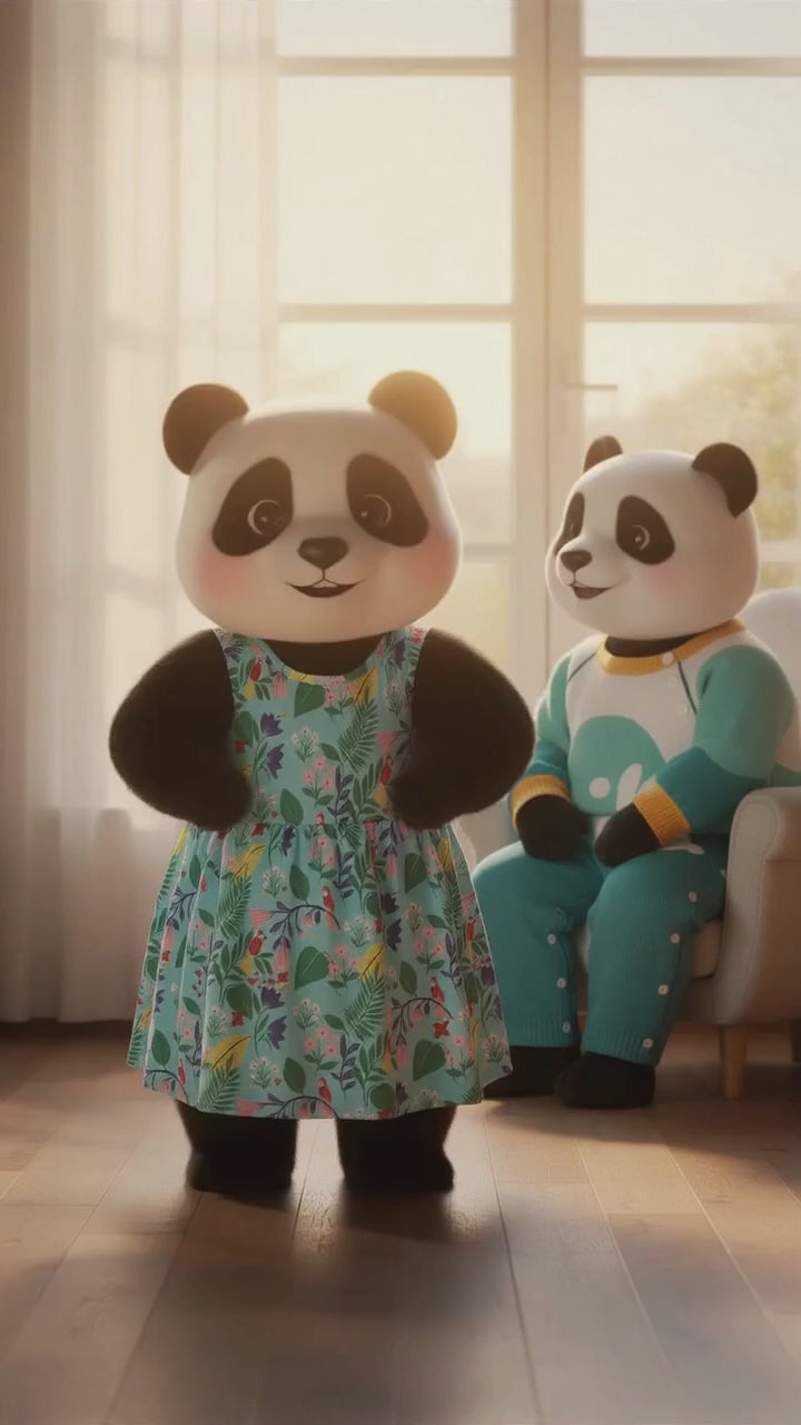 MyKids Panda Reel MyKids-USA® Leaves and Animals Pattern Sleeveless Dress for Stylish Girls