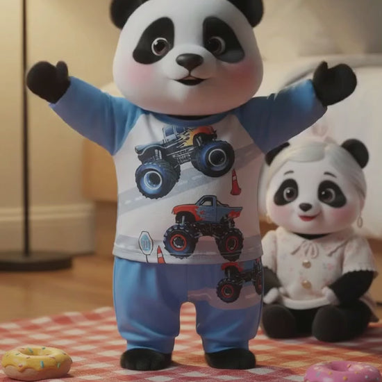 MyKids Panda Reel MyKids-USA® Big Wheels Monster Truck Pajama Set – Long Sleeve Top and Pants for Kids