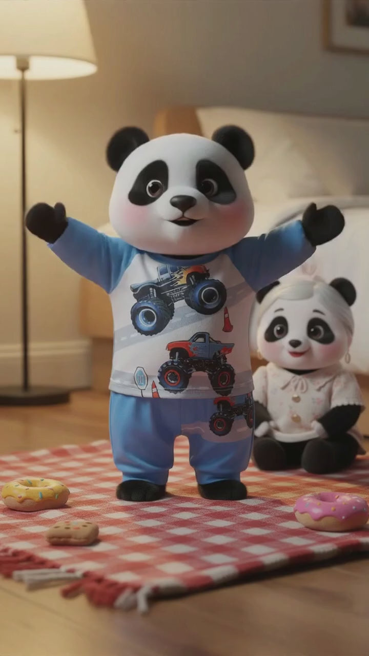 MyKids Panda Reel MyKids-USA® Big Wheels Monster Truck Pajama Set – Long Sleeve Top and Pants for Kids