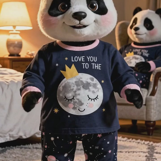 MyKids Panda Reel MyKids-USA® Baby and Kids Girls Universe Cartoon Pattern Long Sleeves Casual Pajamas Clothing Set