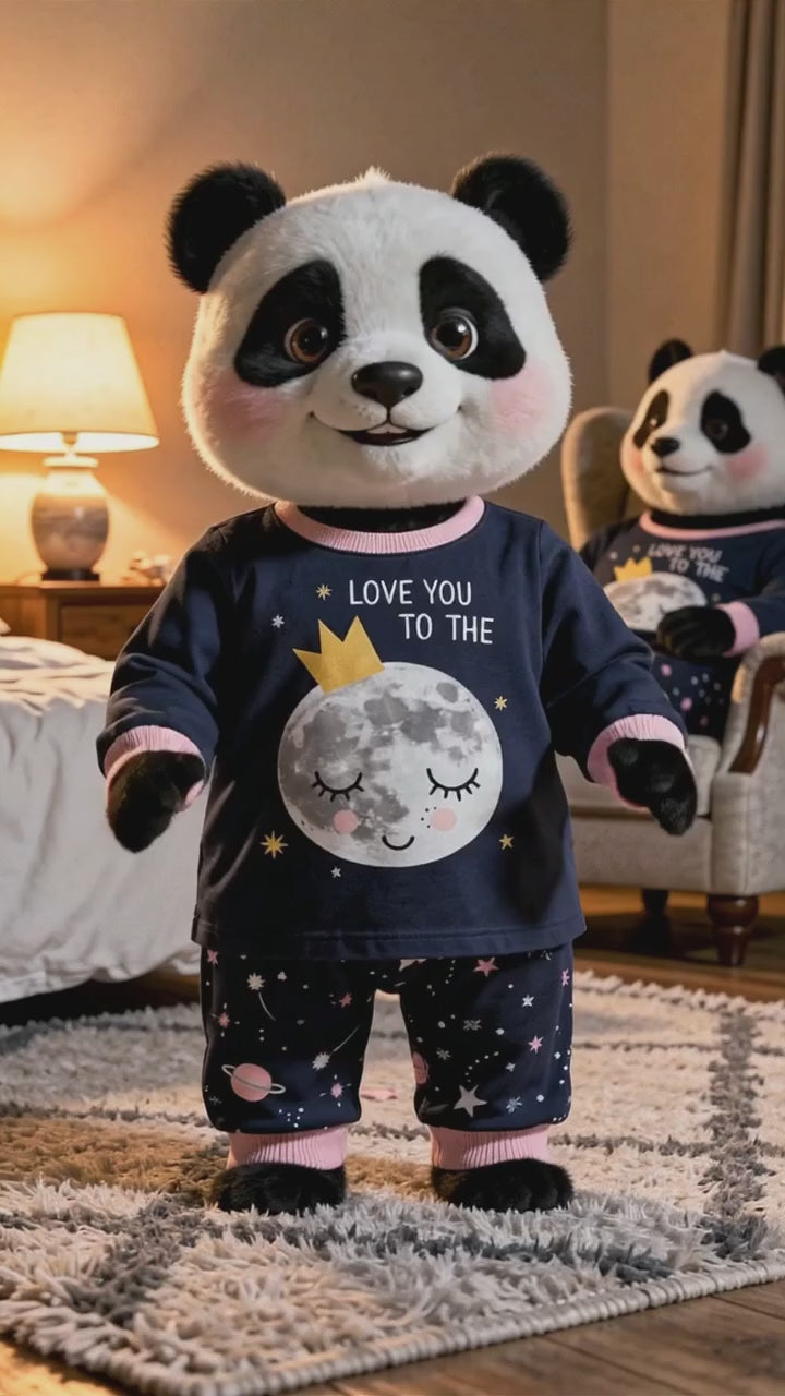 MyKids Panda Reel MyKids-USA® Baby and Kids Girls Universe Cartoon Pattern Long Sleeves Casual Pajamas Clothing Set