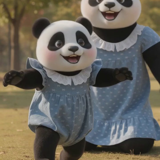 MyKids Panda Reel MyKids-USA® Girls Cute Denim Butterfly-bows Pattern Onesies and Dress – Princess Sister Matching Set