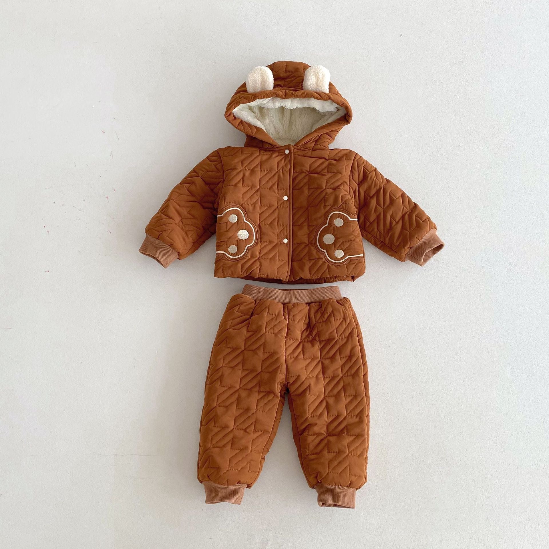 Winter Infant Baby Teddy Paws Pattern Long Sleeves Coat With Thick Pants Cute Sets, MyKids-USA®, Baby & Toddler Outfits, MyKids-USA - Size/Age - 73 (6-9M) - Color - Brown -  -  - 244S30-B