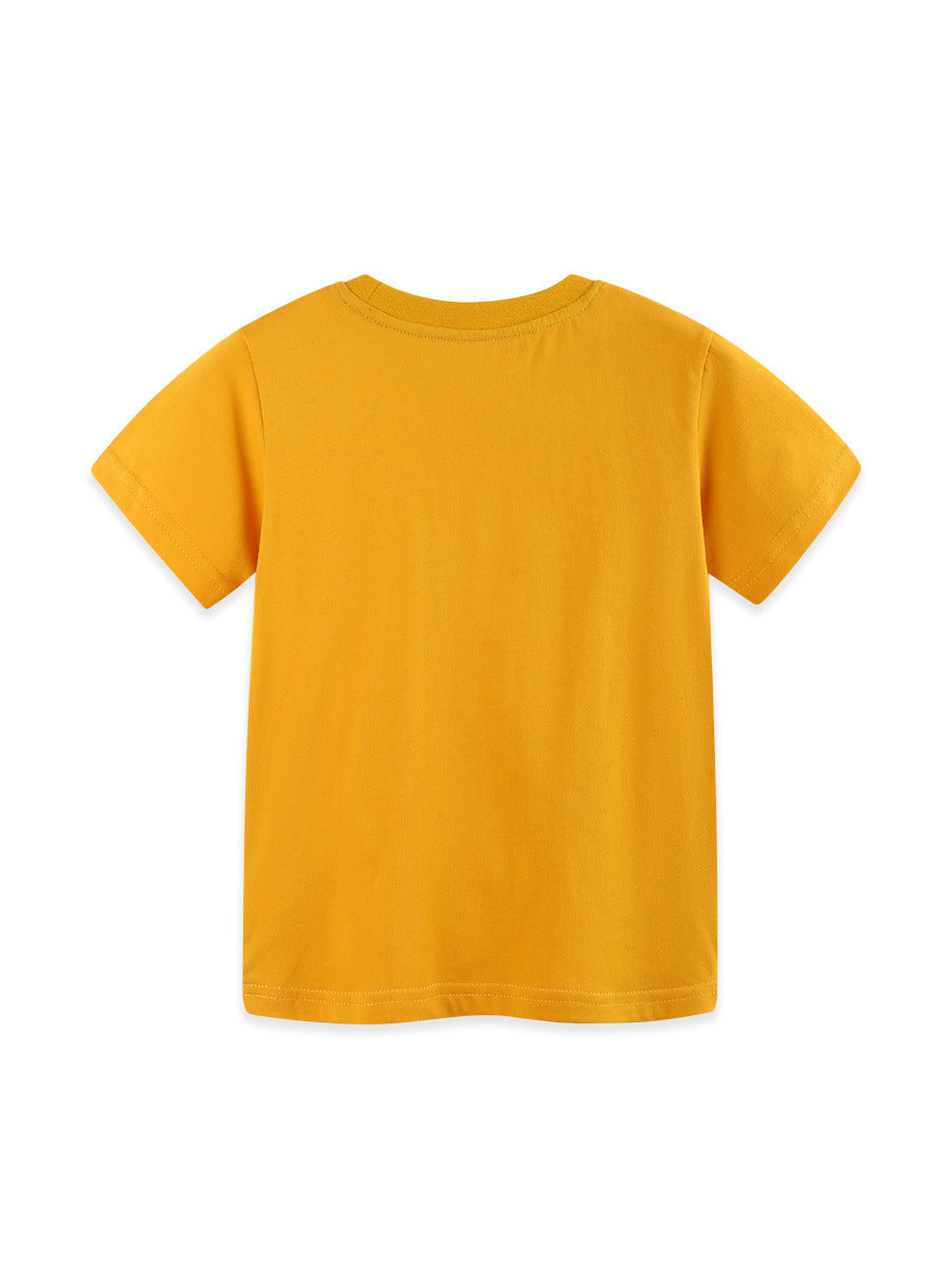 Summer Arrival Boys’ Leopard Pattern Short Sleeves T-shirt in European and American Style