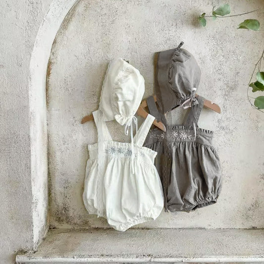 Baby Solid Color Embroidered Pattern Loose Dress & Onesies With Hat, MyKids-USA®, Baby & Toddler Outfits, MyKids-USA -  -  -  -  -  -  - 