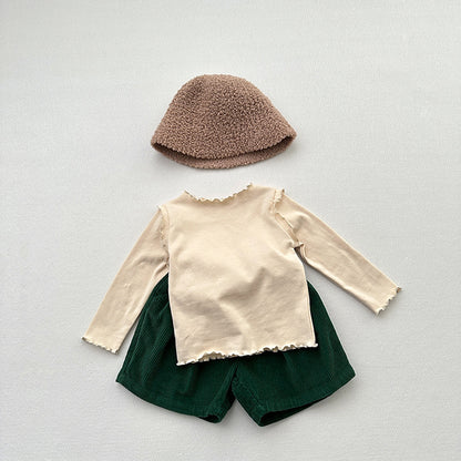 Girls Tops Spring And Autumn Style Children’s Solid Color Long-Sleeved T-Shirts For Girls With Ear-Shaped Inner Bottoming Shirts, MyKids-USA®, Baby & Toddler Tops, MyKids-USA - Size/Age - 80 (9-12M) - Color - Apricot -  -  - CH2402081038-A