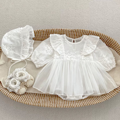 Baby Girls Solid Color Long Sleeves Flowers Pattern Tulle Onesies Dress, MyKids-USA®, Baby & Toddler Dresses, MyKids-USA -  -  -  -  -  -  - 