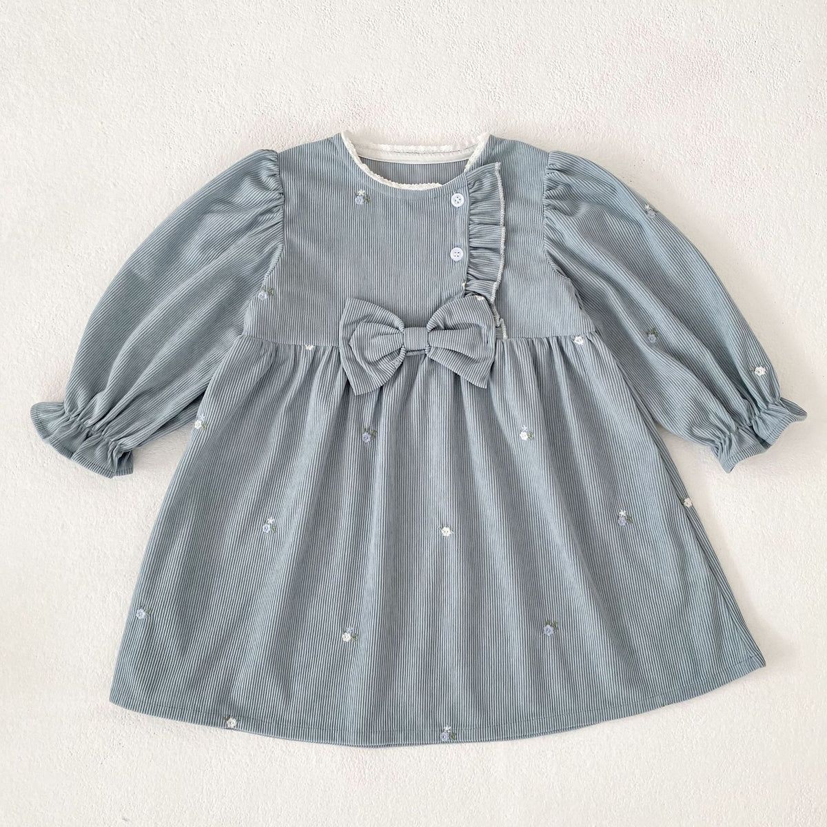 MyKids-USA® Autumn Flowers Embroidered Baby Kids Girls Princess Long Sleeves Dress