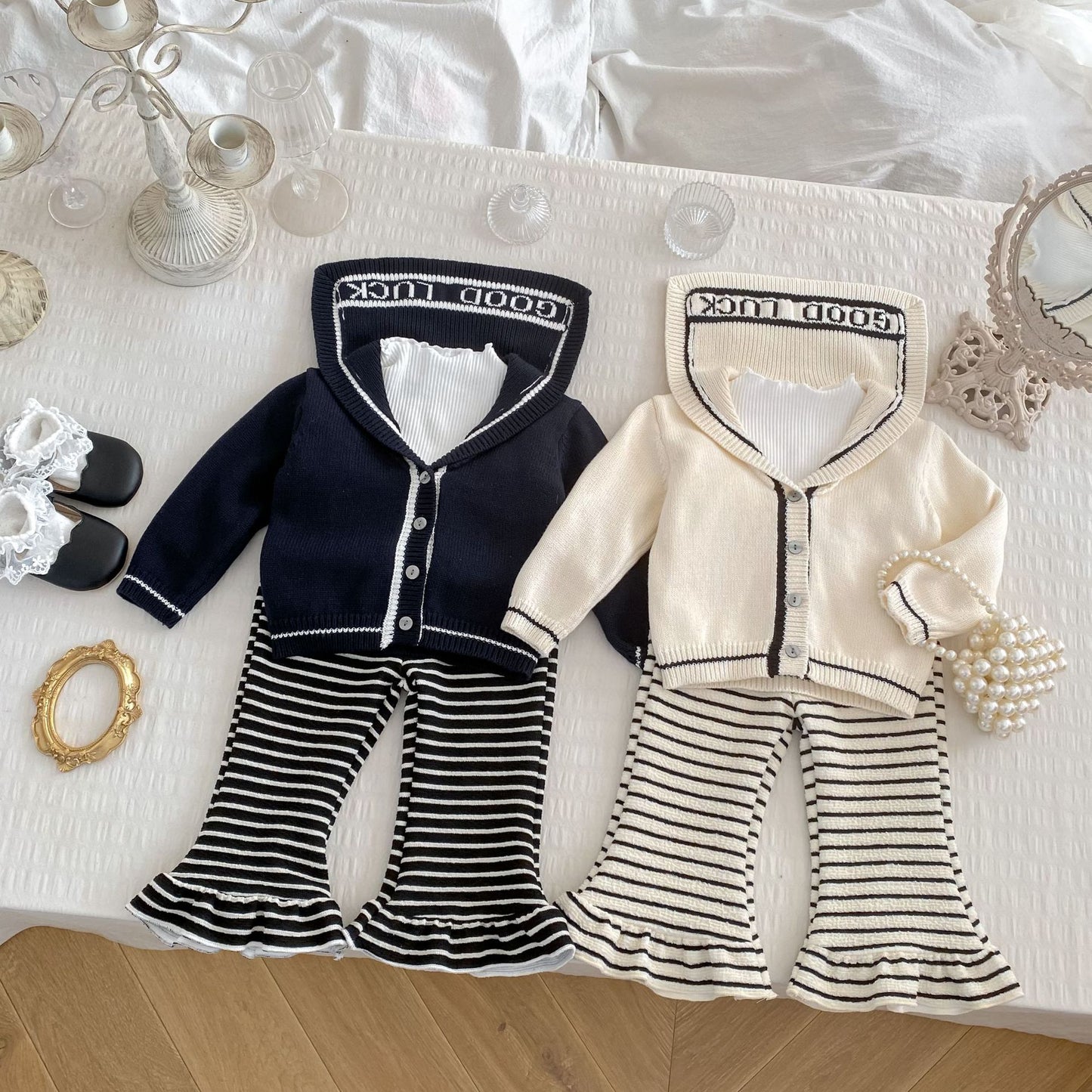 Spring Baby Kids Girls Long Sleeves Casual Cardigan and Striped Pants Knitted Clothing Set, MyKids-USA®, Baby & Toddler Outfits, MyKids-USA -  -  -  -  -  -  - .