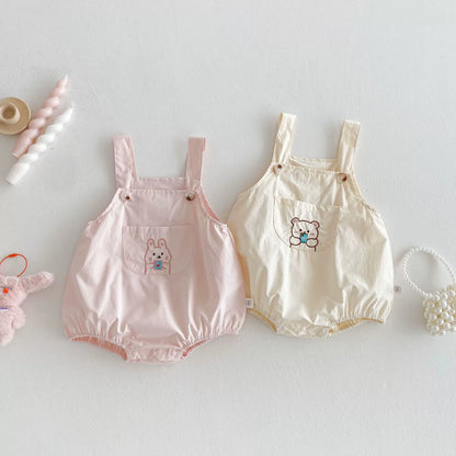 Summer Arrival Baby Unisex Teddy Bear Embroiedred Sleeveless Strap Onesies Overalls, MyKids-USA®, Baby One-Pieces, MyKids-USA -  -  -  -  -  -  - 