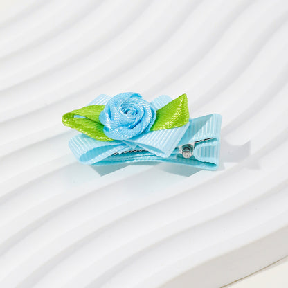 Girls’ Baby Woven Ribbon Bow Mesh Flower Hair Clip for Gentle Hair Clipping, MyKids-USA®, Hair Pins, Claws & Clips, MyKids-USA - Size/Age - Average Size (0-8Y） - Color - Light Blue -  -  - TR2411241533-C.