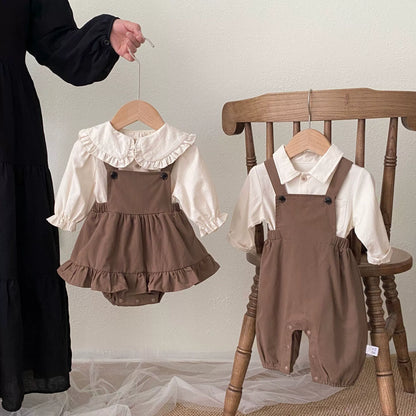 Spring and Autumn Baby Kids Single Breasted Long Sleeves Top and Sleeveless Onesies or Overalls Clothing Set, MyKids-USA®, Baby & Toddler Outfits, MyKids-USA -  -  -  -  -  -  - 